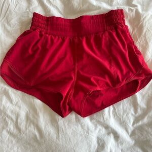 Hotty Hot High-Rise Lined Short 2.5". Size 6, red.